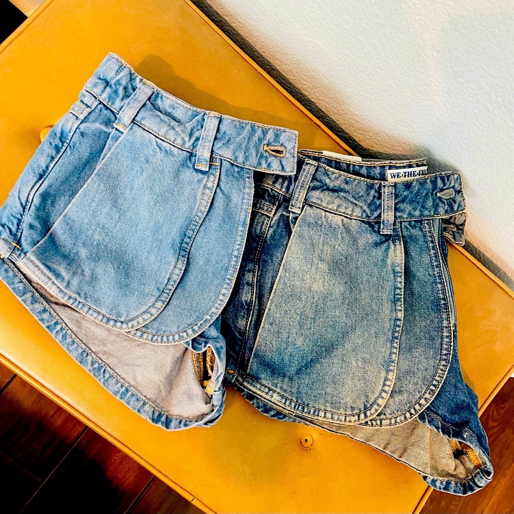 Free People  Women's Blue We The Free Prince Street  Micro Denim Shorts - Picture 8 of 16